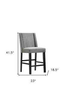Set of Two 42" Charcoal and Espresso Solid Wood Bar Chairs