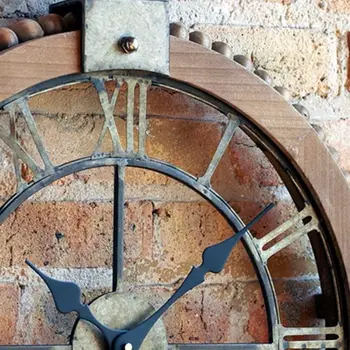 22"  Natural Solid Wood and Metal Analog Round Wall Clock
