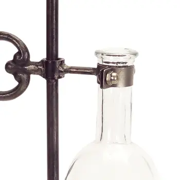 Set of Two Clear and Black Metal and Glass Apothecary Jar