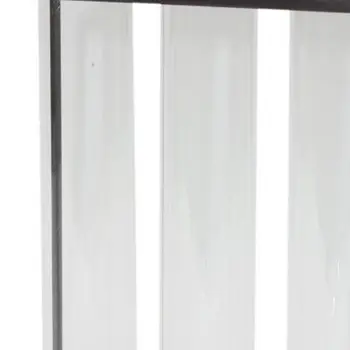 9" Clear And Brown Cylinder Metal Table Vase