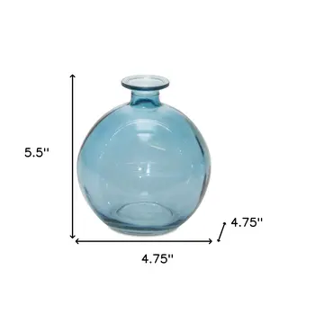 Set of Two Blue Glass Round Table Vase