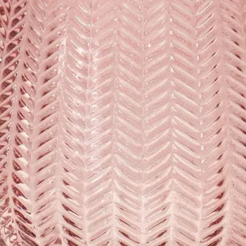 8" Pink Glass Textured Leaf Pattern Round Table Vase