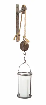 32" Silver Metal And Glass Wall Sconce Candle Holder