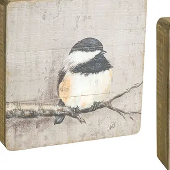 Set of Four Brown Bird Solid Wood Square Framed Art