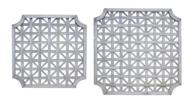 Set of Two Gray Geometric Solid Wood Square Framed Art
