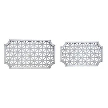 Set of Two Gray Geometric Solid Wood Framed Art