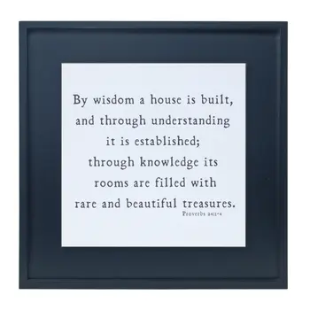 20" X 20" Black And White Bible Verse Solid Wood Square Wall Decor