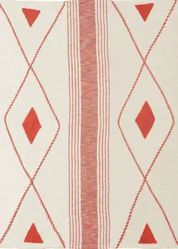 60" X 50" Red Woven Cotton Striped Throw Blanket with Fringe