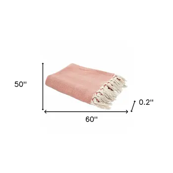 50" X 60" Orange Woven Cotton Herringbone Throw Blanket with Fringe