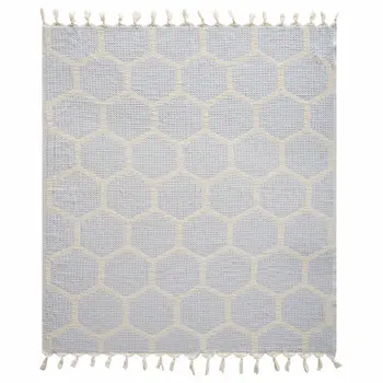 60" X 50" Purple Woven Cotton Geometric Throw Blanket with Fringe