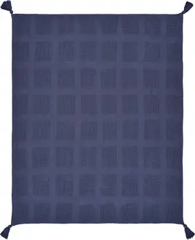 50" X 60" Blue Woven Cotton Throw Blanket with Tassels