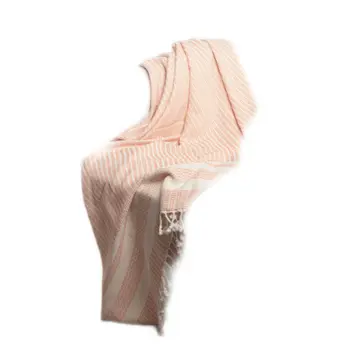 50" X 60" Orange Woven Cotton Striped Throw Blanket with Fringe