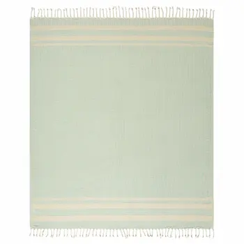 50" X 60" Turquoise Woven Cotton Striped Throw Blanket with Fringe