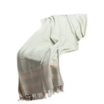 50" X 60" Turquoise Woven Cotton Striped Throw Blanket with Fringe