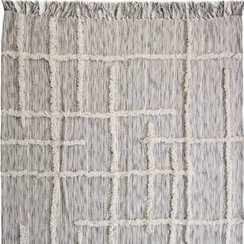 60" X 50" Gray Woven Cotton Striped Throw Blanket with Fringe