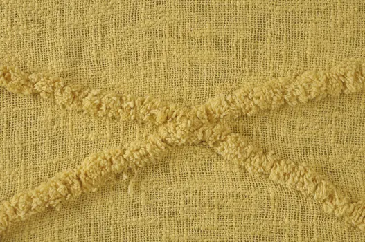 60" X 50" Yellow Woven Cotton Throw Blanket with Fringe