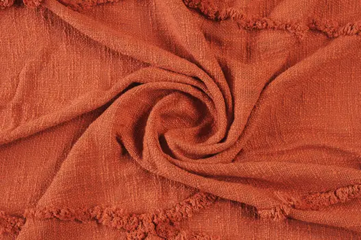 60" X 50" Orange Woven Cotton Throw Blanket with Fringe