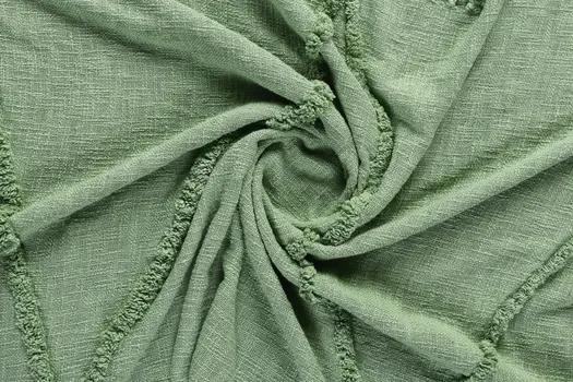 50" X 60" Green Woven Cotton Throw Blanket with Fringe