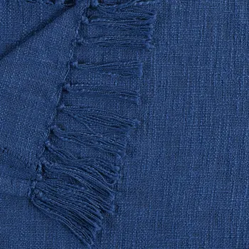 50" X 60" Blue Woven Cotton Throw Blanket with Fringe
