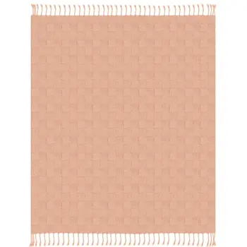50" X 60" Orange Woven Cotton Throw Blanket with Fringe