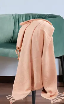 50" X 60" Orange Woven Cotton Throw Blanket with Fringe