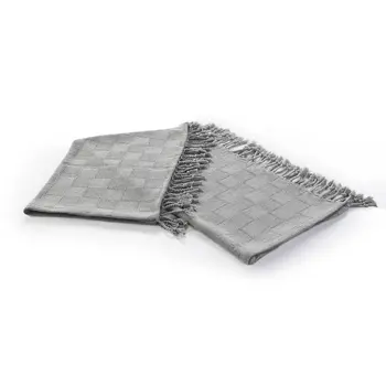 50" X 60" Gray Woven Cotton Throw Blanket with Fringe