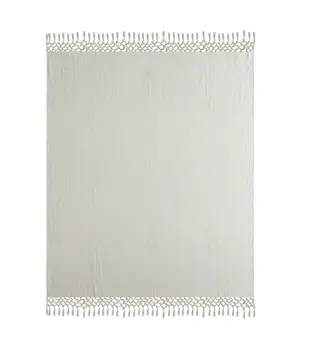 50" X 60" Gray Woven Cotton Herringbone Throw Blanket with Tassels