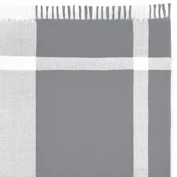 50" X 60" Gray Woven Cotton Checkered Throw Blanket with Fringe