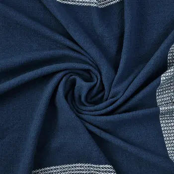 50" X 60" Blue and White Woven Cotton Checkered Throw Blanket with Fringe