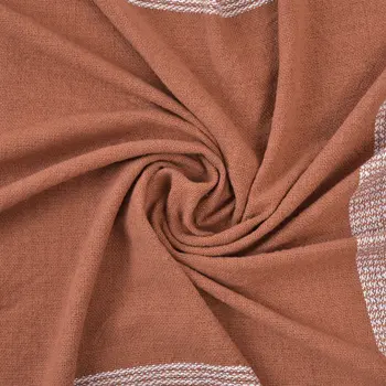 50" X 60" Brown and White Woven Cotton Checkered Throw Blanket with Fringe