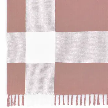 50" X 60" Pink Woven Cotton Checkered Throw Blanket with Fringe