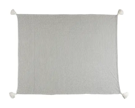 50" X 60" Black and White Woven Cotton Striped Throw Blanket with Tassels