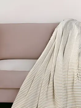 50" X 60" Gray and White Woven Cotton Striped Throw Blanket with Tassels