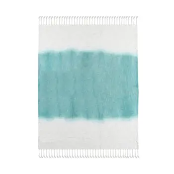 50" X 60" Blue and White Woven Cotton Ombre Throw Blanket with Fringe