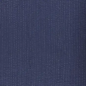 60" X 50" Blue Kantha Cotton Throw Blanket with Embroidery