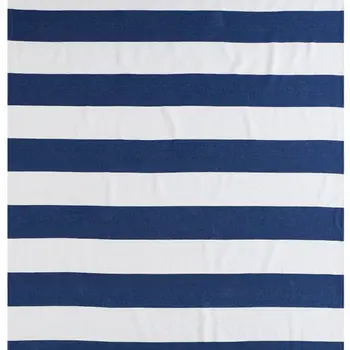 50" X 60" Blue and White Cotton Woven Striped Throw Blanket with Tassels