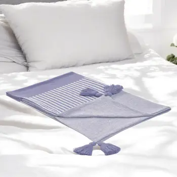 50" X 60" Purple Woven Cotton Striped Throw Blanket with Tassels