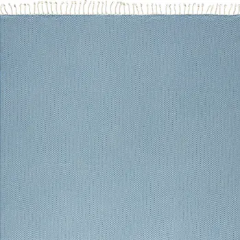 50" X 60" Blue and White Woven Cotton Geometric Throw Blanket with Fringe
