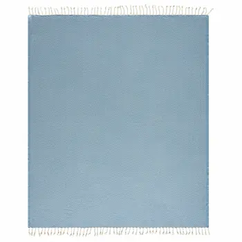 50" X 60" Blue and White Woven Cotton Geometric Throw Blanket with Fringe