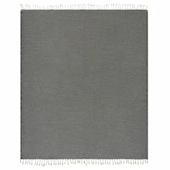 50" X 60" Black and White Woven Cotton Geometric Throw Blanket with Fringe