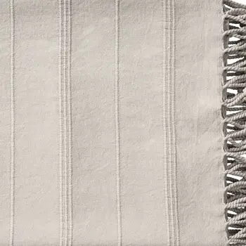 Beige Woven Cotton Striped Throw Blanket