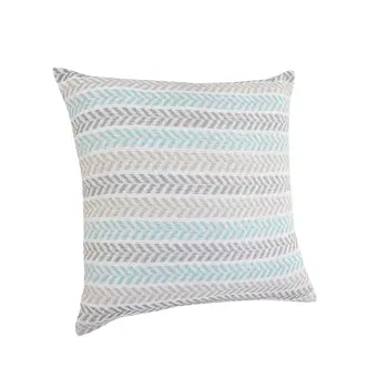 18" X 18" Green and White Chevron Cotton Zippered Pillow