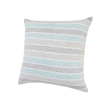 18" X 18" Green and White Chevron Cotton Zippered Pillow