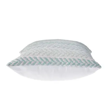 18" Light Blue And White Chevron Cotton Throw Pillow