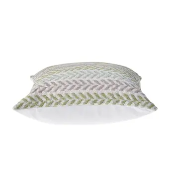 18" Light Gray Light Green And Pale Aqua Cotton Chevron Throw Pillow