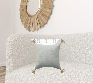20" X 20" Gray And Beige 100% Cotton Zippered Pillow
