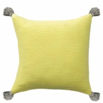20" X 20" Yellow And Gray 100% Cotton Zippered Pillow