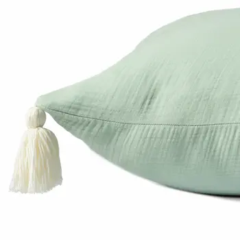 20" X 20" Green And Ivory 100% Cotton Zippered Pillow
