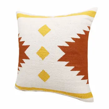 20" Yellow and White Throw Pillow