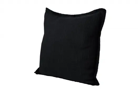 20" Black Cotton Throw Pillow with Fringe